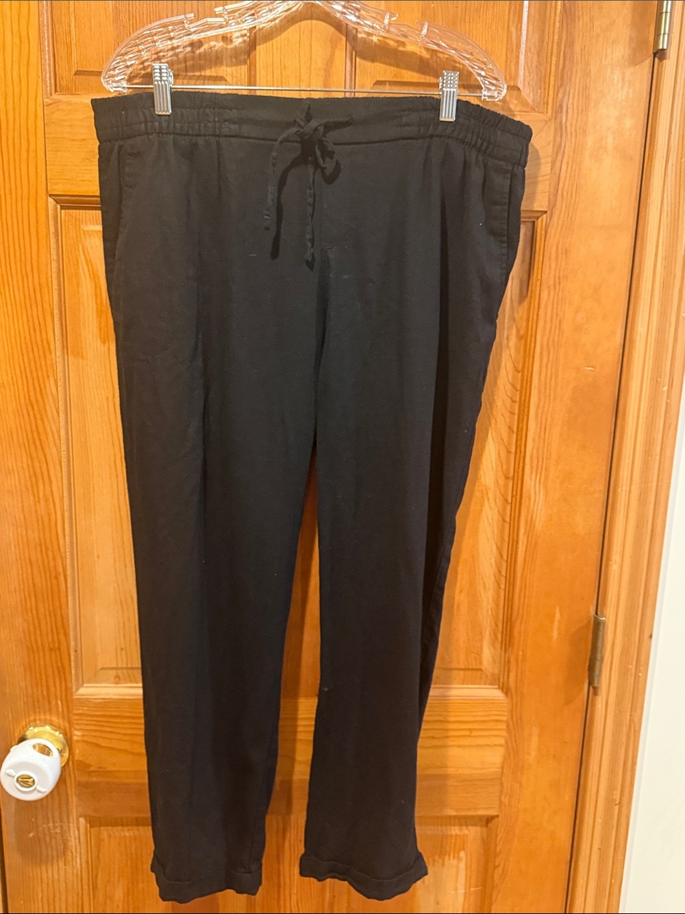 Old Navy black linen blend pants size large .